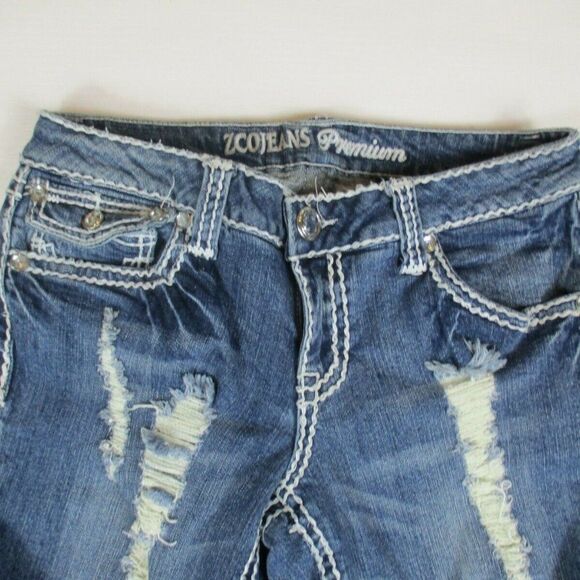 ZCO Jeans Premium Boot Thick Stitched Distressed Flap Pocket Women's Size 11 - Picture 3 of 12